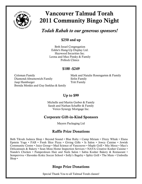 bingo sponsors